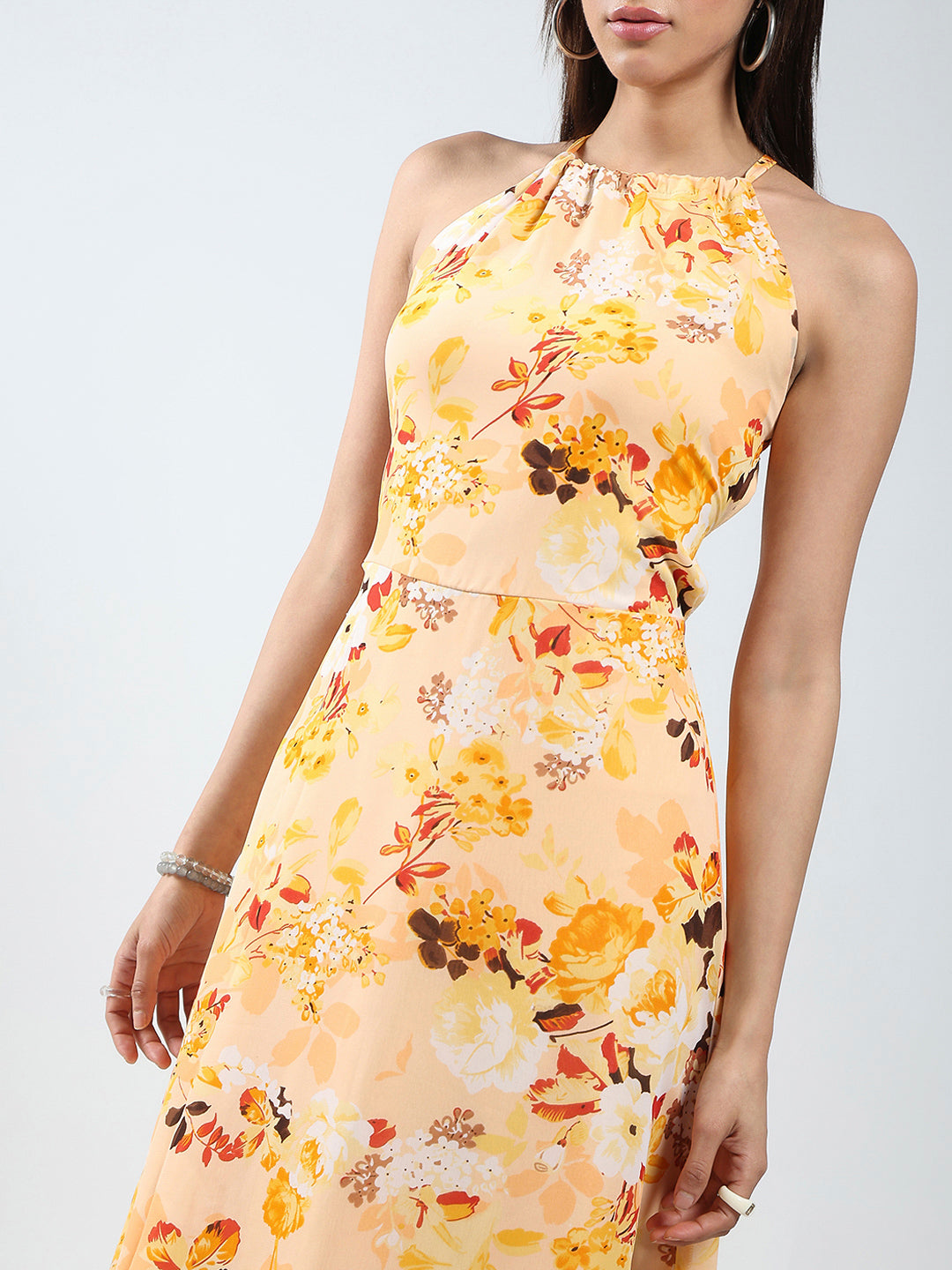 Sera Yellow Floral  Dress
