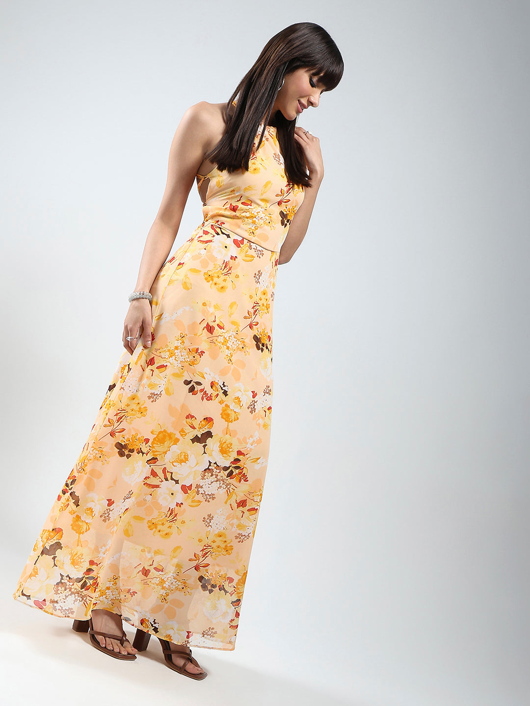 Sera Yellow Floral  Dress
