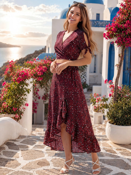 Crepe Wrap Printed Cord-Set