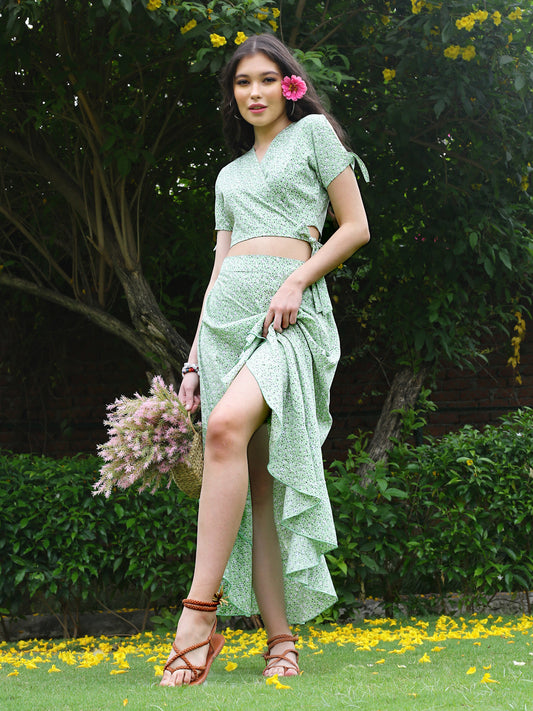 Mint Floral Long cord