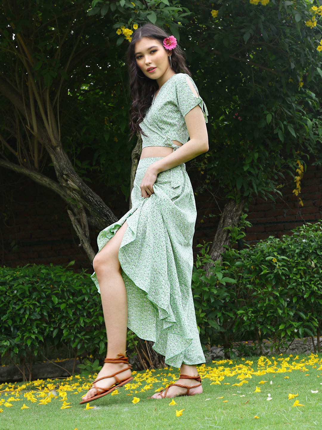 Mint Floral Long cord