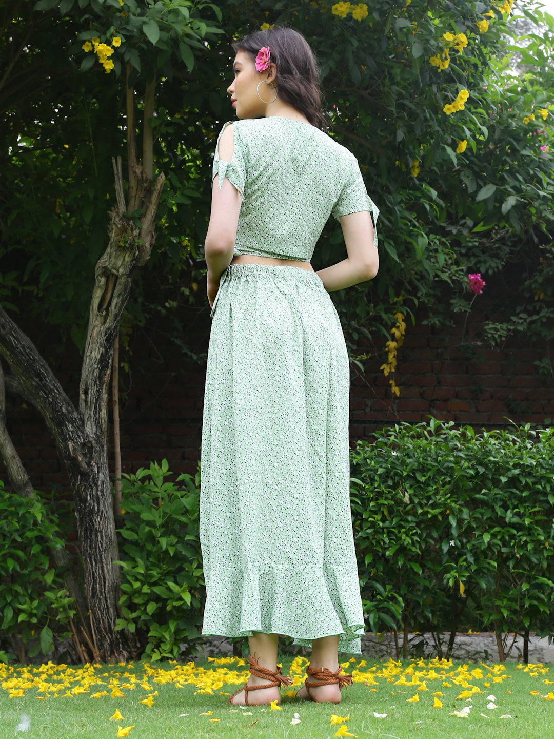 Mint Floral Long cord