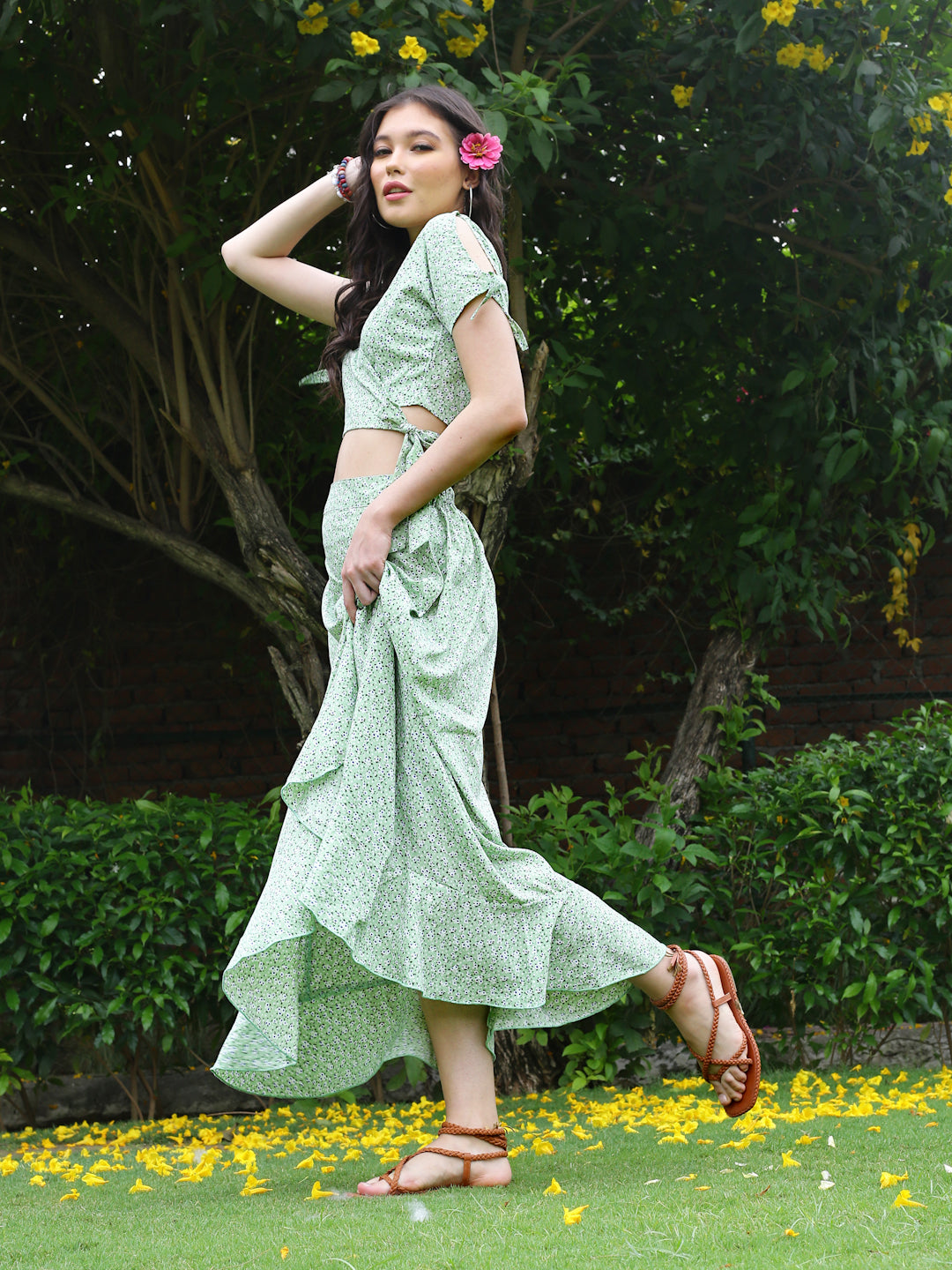 Mint Floral Long cord