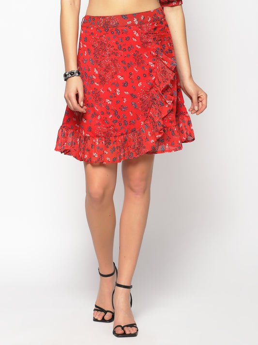 Printed Ruffle Skirt