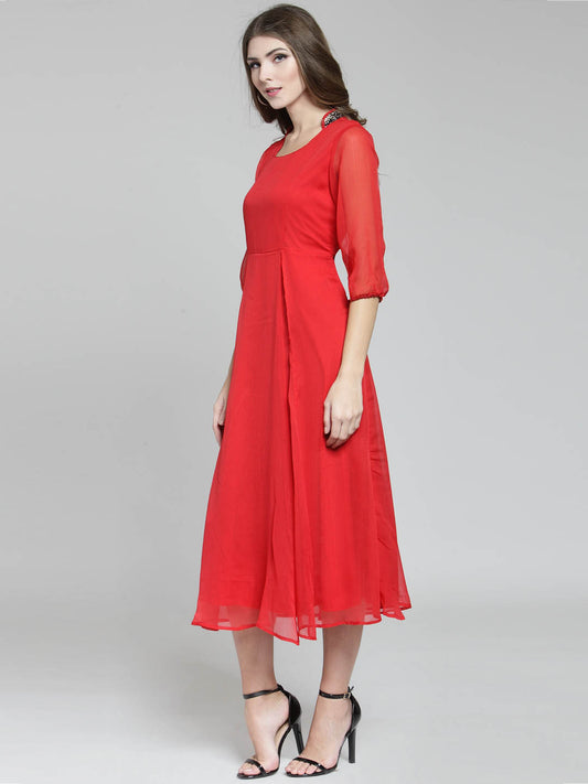 Front Slit fit & flare dress