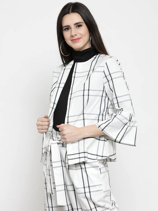 Print Ruffle Sleeve Blazer