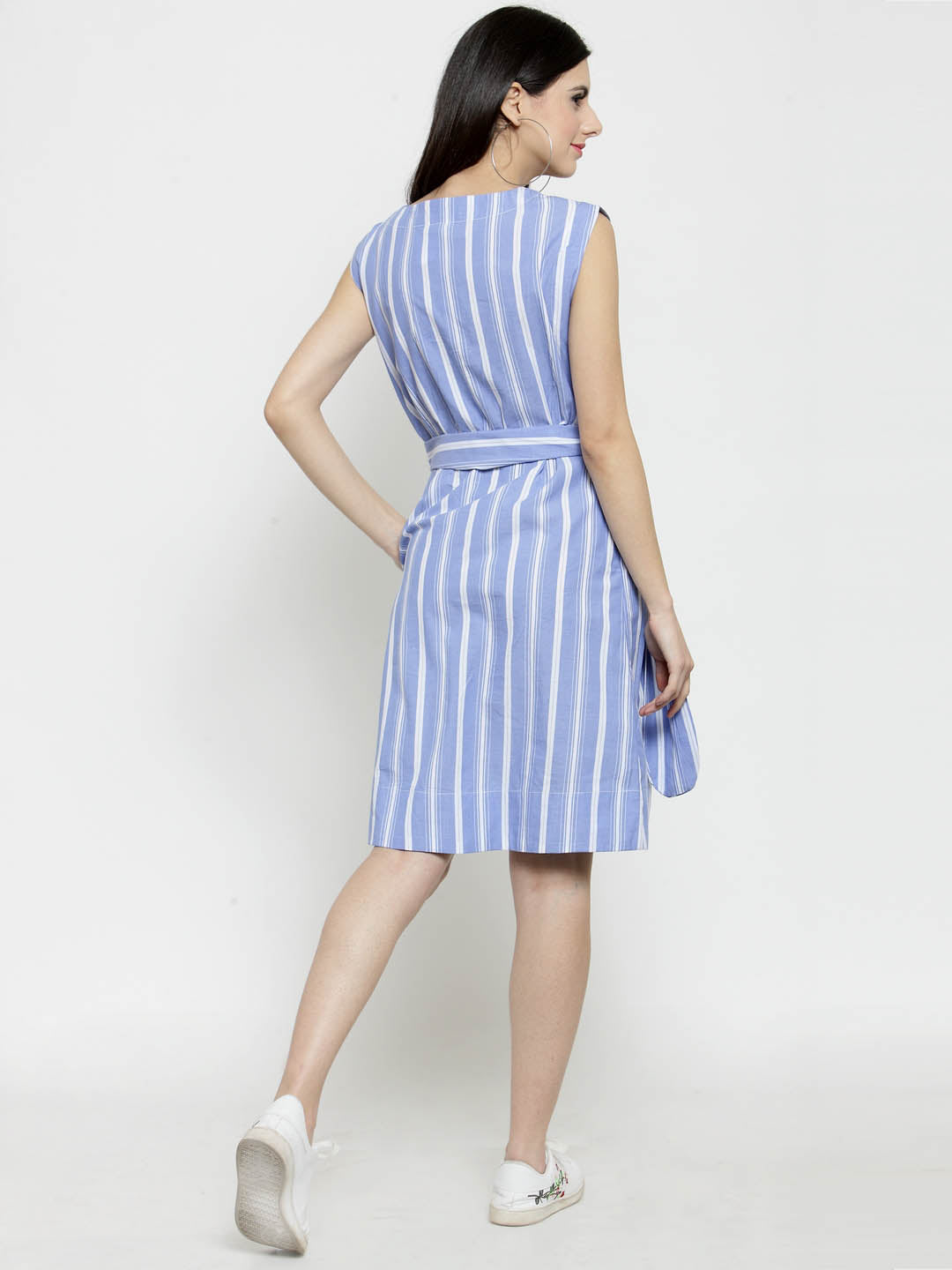 Striped front button dress