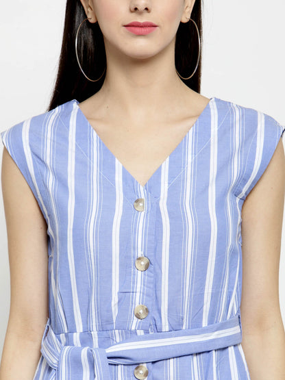 Striped front button dress
