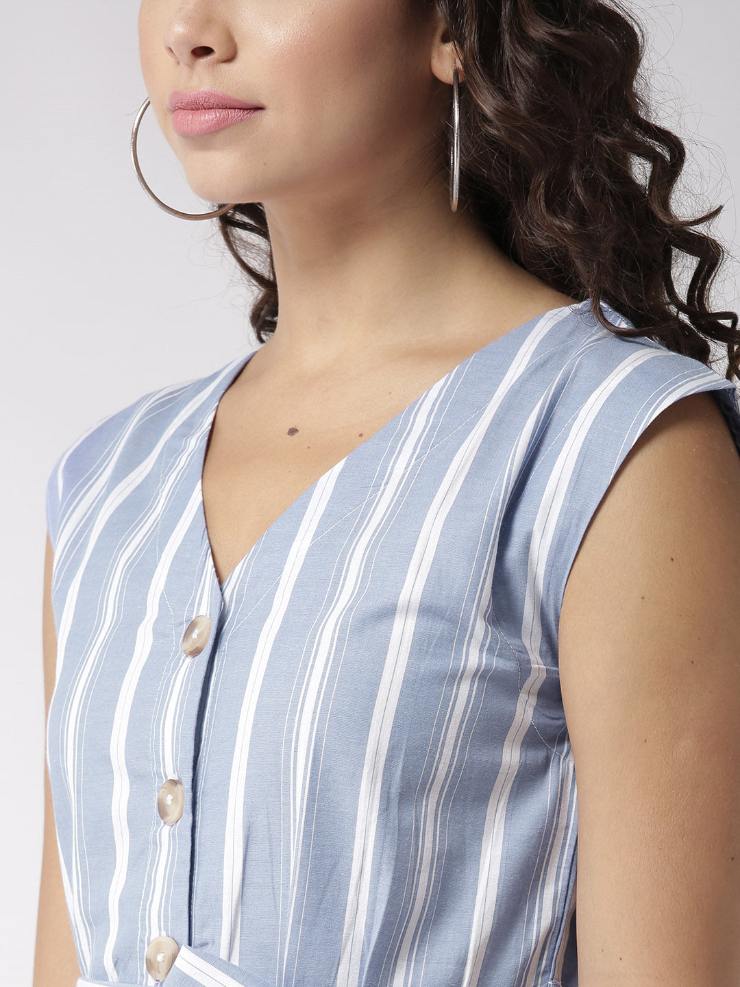 Striped front button dress