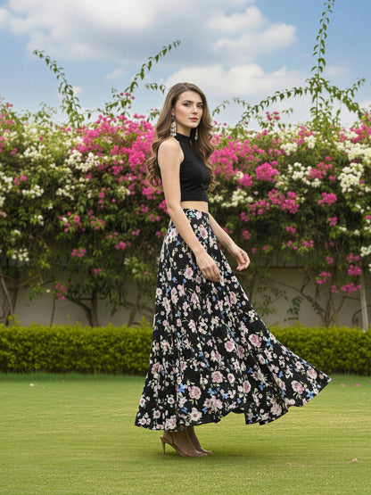 Trendy Black Floral Holi Cord-Set