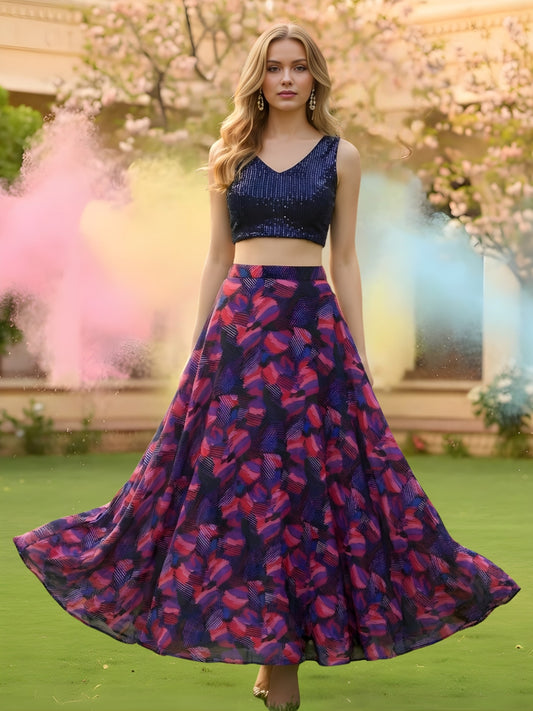 Blue Sequin  Holi Cord-set