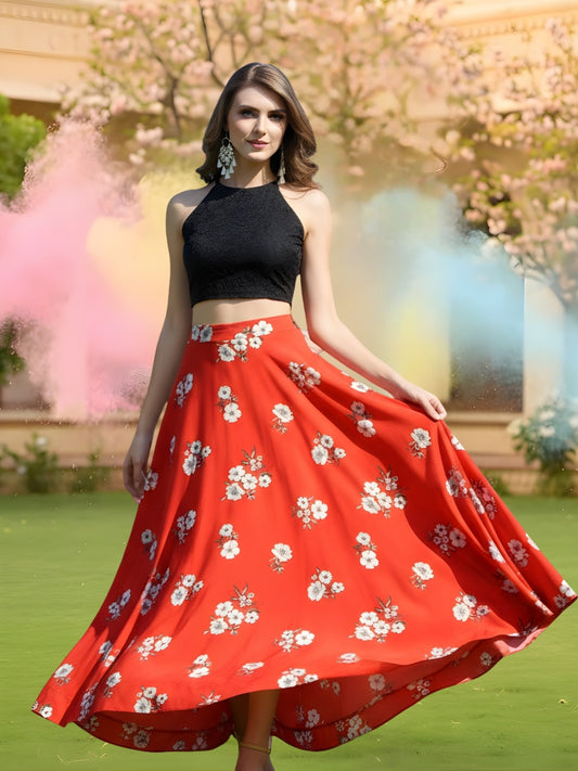 Stylish Red Floral Holi Cord-Set