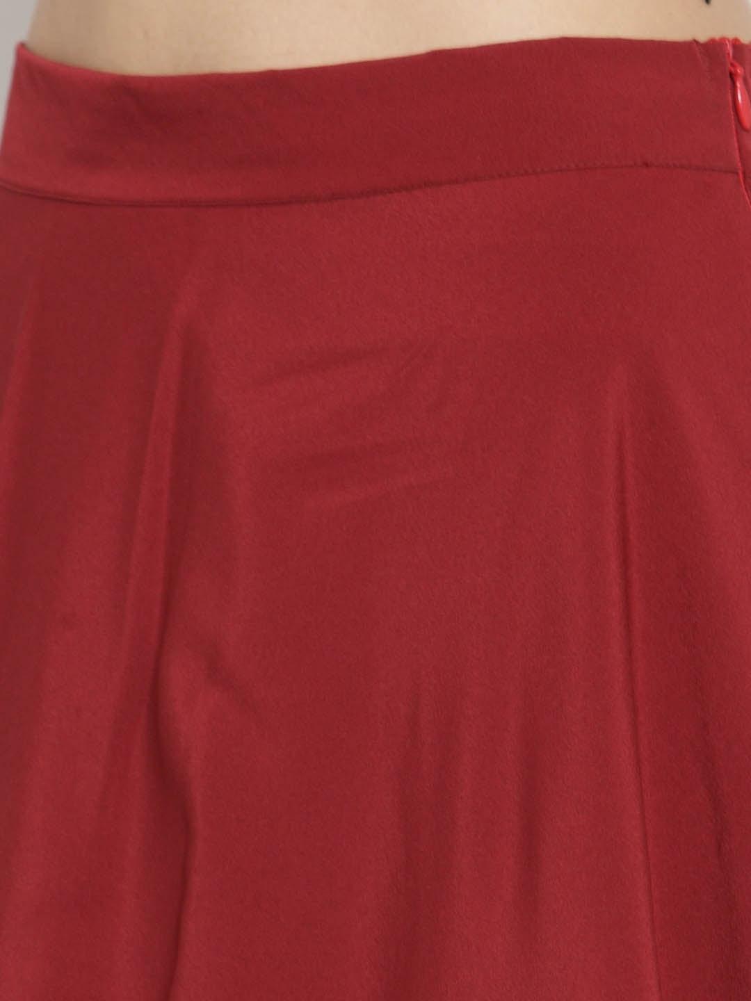 Designer Rust Red Cord-Set for Women  Golden Sequin Crop Top with Flared Skirt  Elegant Party & Festive Wear Outfit