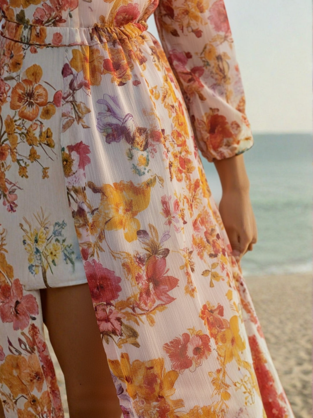 Sunset Bloom Floral Layer-Up Chiffon Shrug