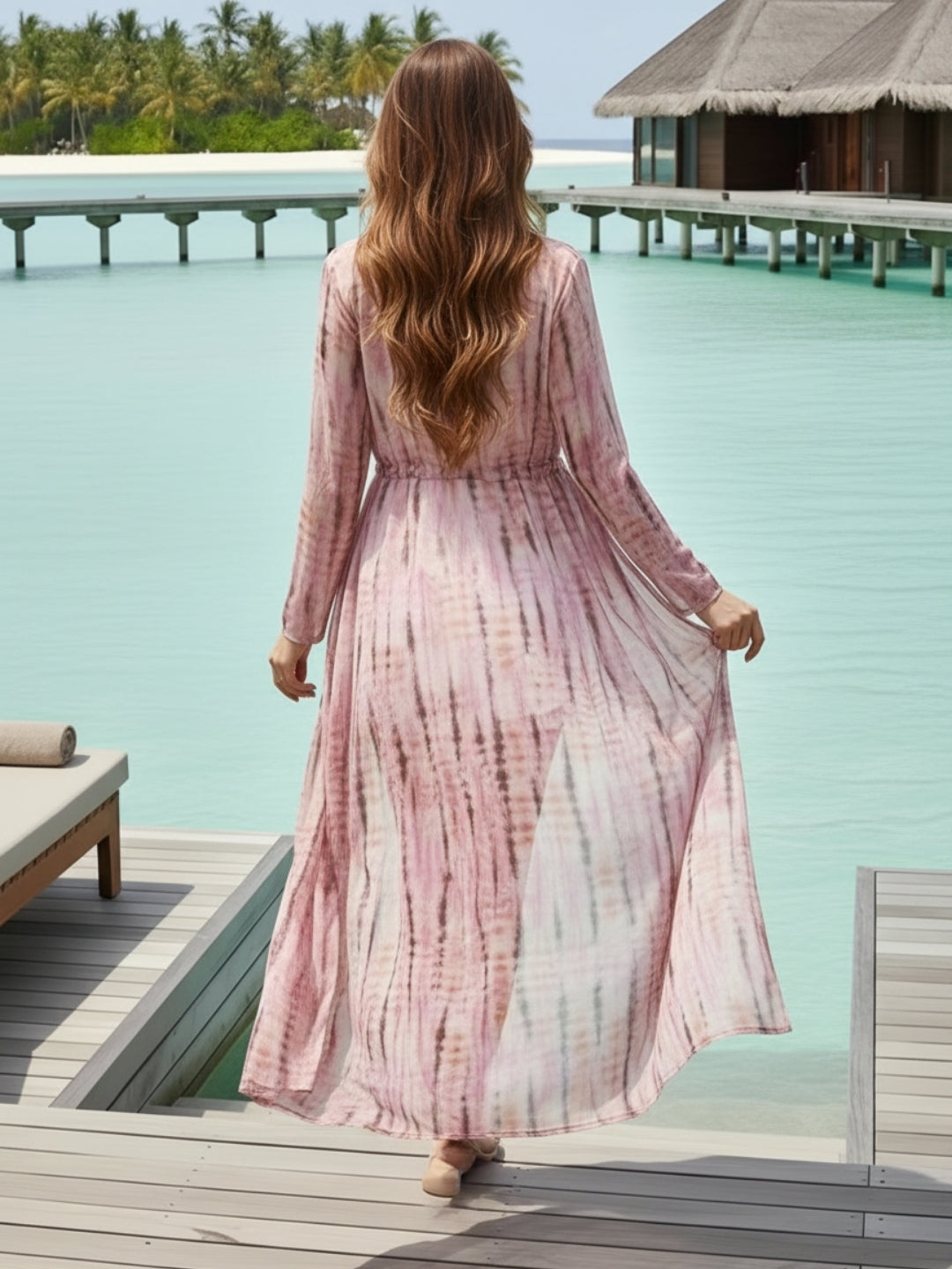 Women Pink Printed Tie-Up Shrug