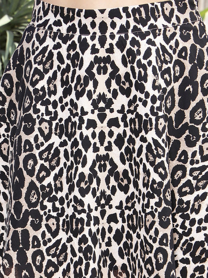 Sera Women Flared Animal or Skin Print Mini Skirt