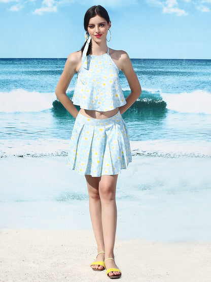 Blue Print Top Skirt Cord