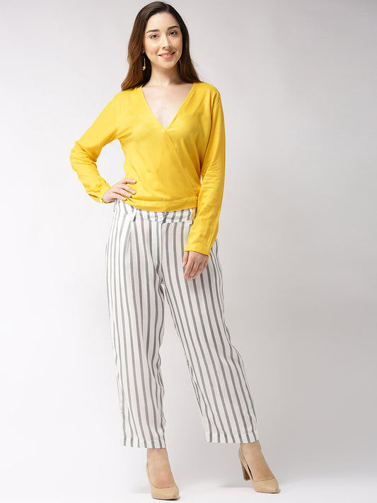 Yellow Sold Front Tie-up Top