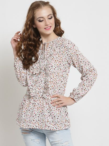 Neck Tie up Ruffle Top
