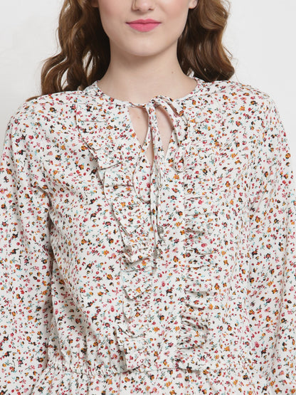 Neck Tie up Ruffle Top