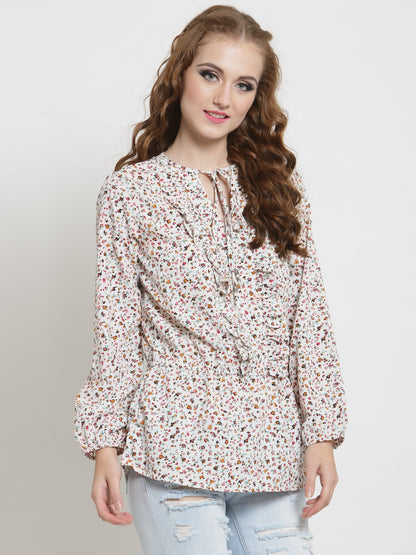 Neck Tie up Ruffle Top