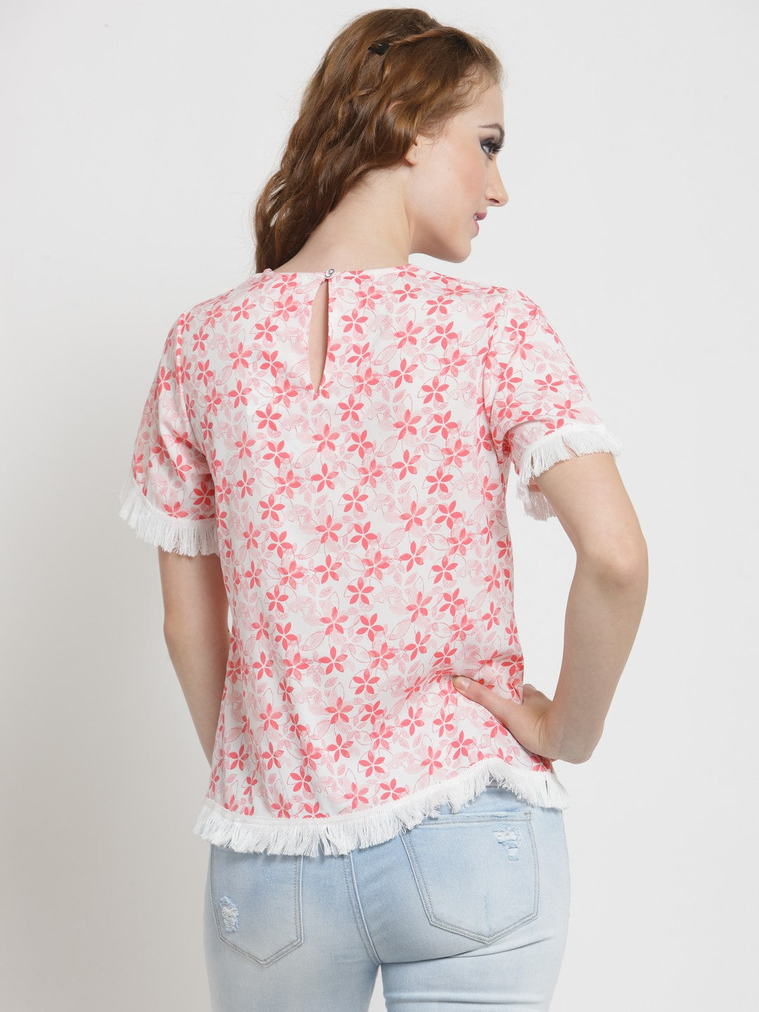 Printed round neck top