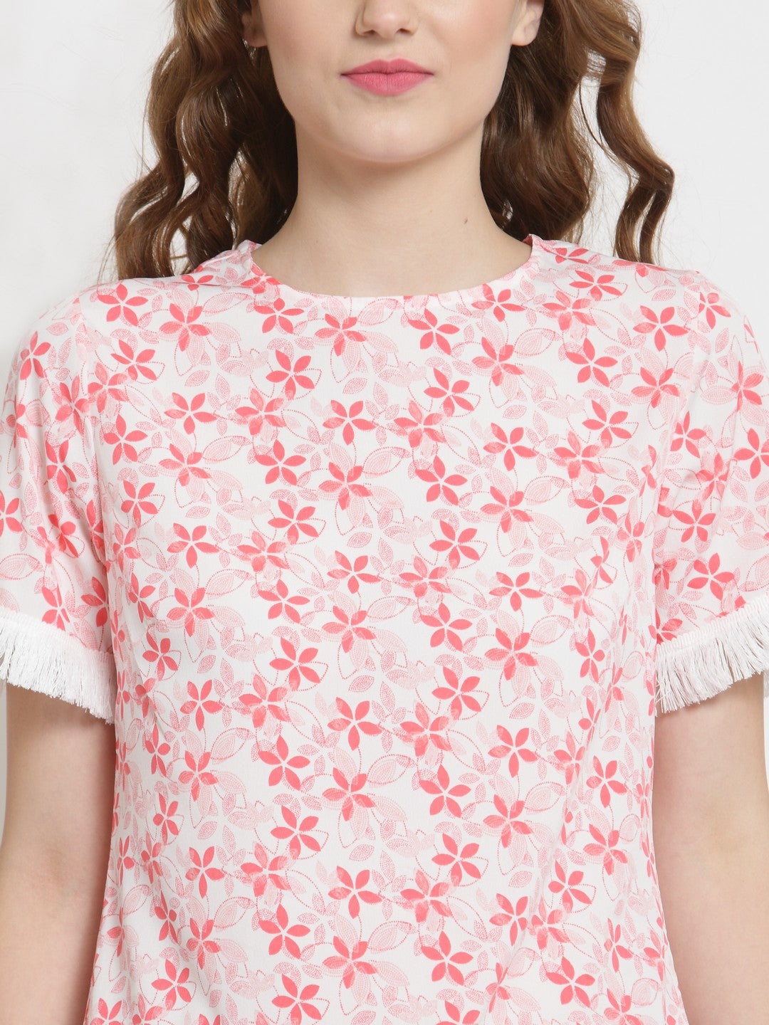 Printed round neck top