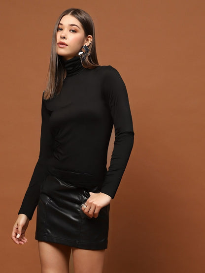 Chic Black High-Neck  | Minimal & Timeless Fitted Top