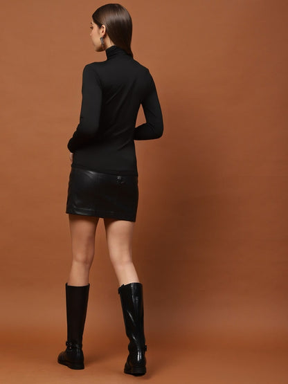 Chic Black High-Neck  | Minimal & Timeless Fitted Top