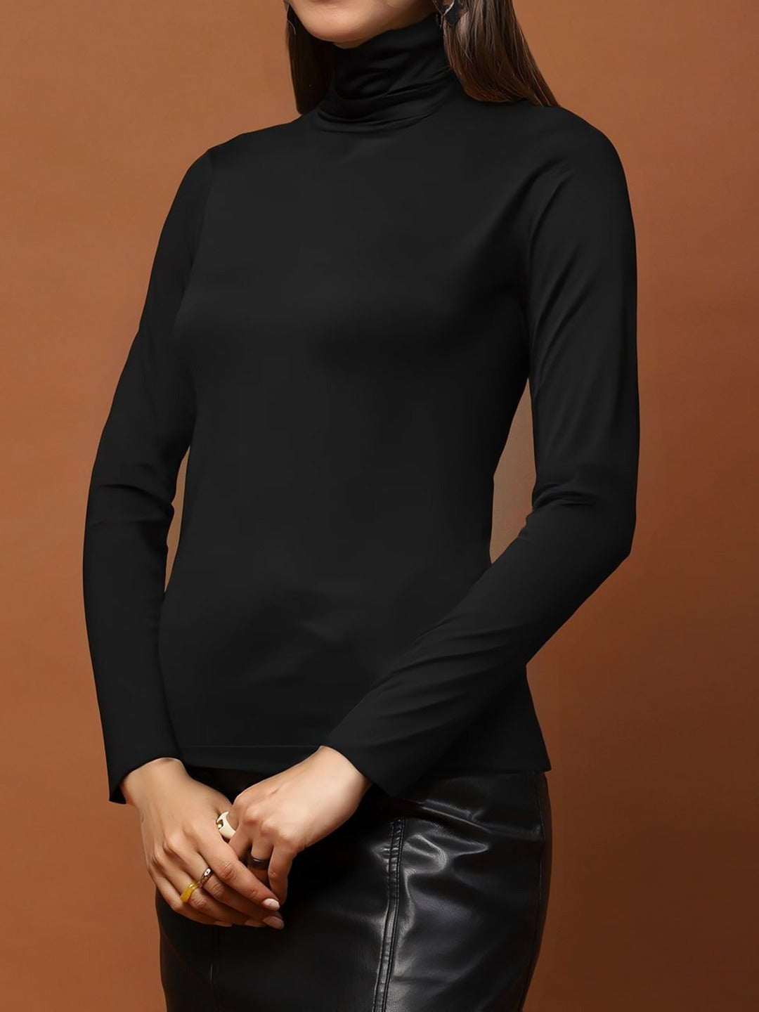 Chic Black High-Neck  | Minimal & Timeless Fitted Top