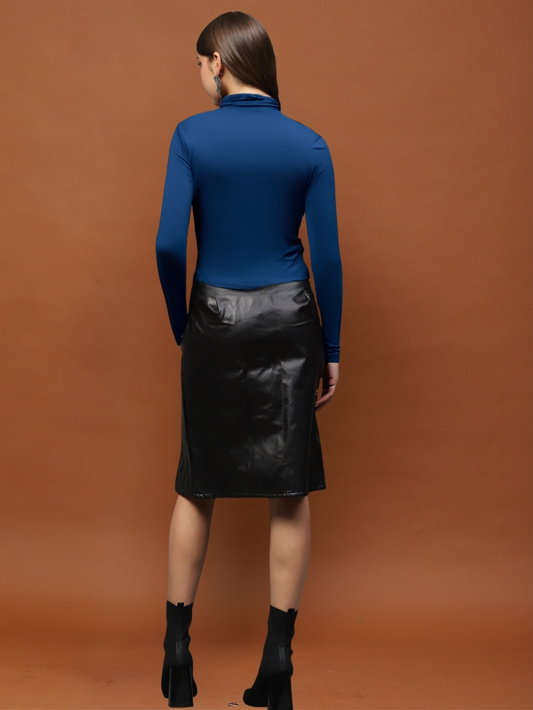 Bold Blue High-Neck  | Trendy Minimal Statement Fitted Top