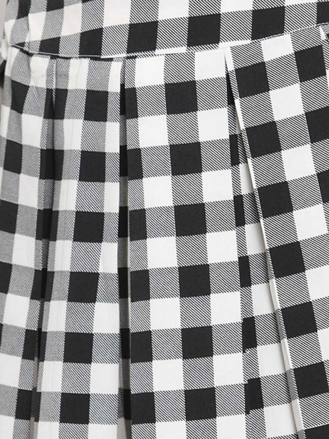Crepe Check Flared Mini Skirt