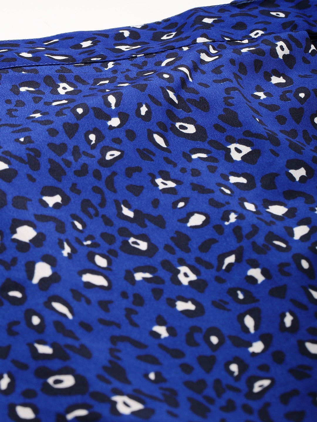 Blue & Black Animal Printed Wrap Mini Skirt with Tie-up