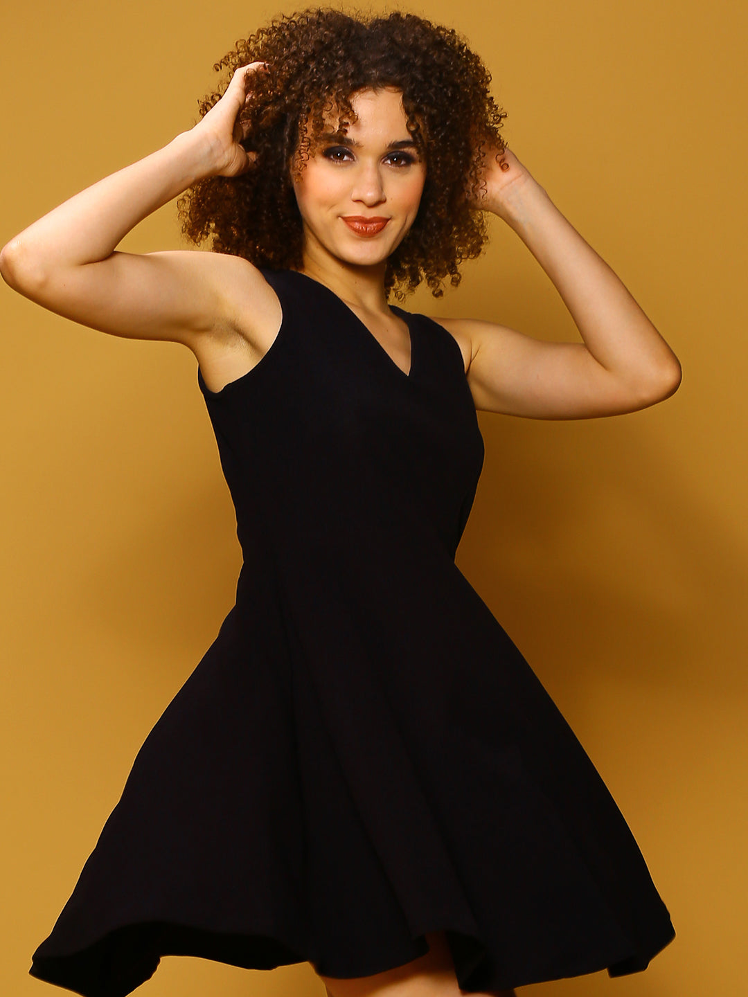 Black Solid Mini Dress