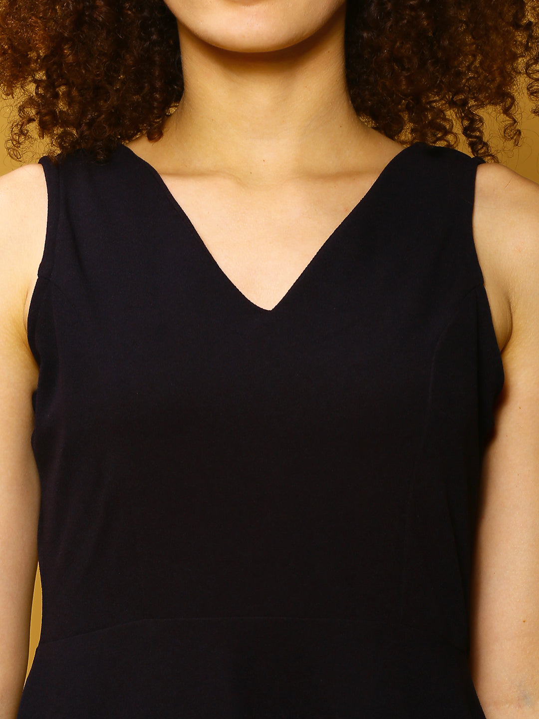 Black Solid Mini Dress