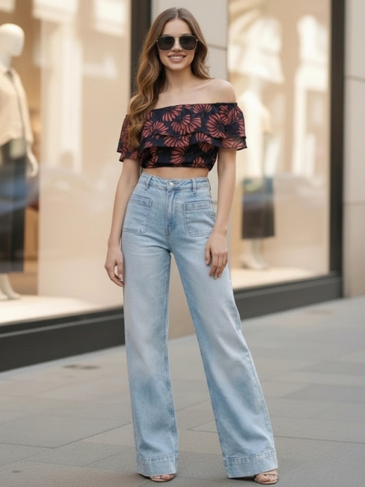 Women Floral Printed Off-Shoulder Top