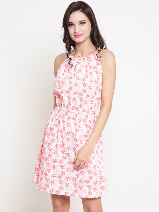 Tie-up neck dress