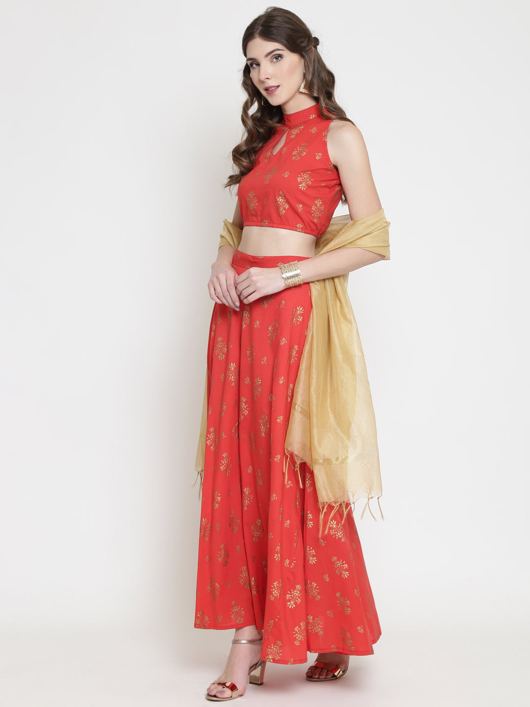 Golden printed two pc set