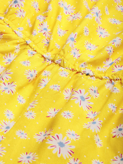 Yellow & White Printed Off Shoulder Playsuit