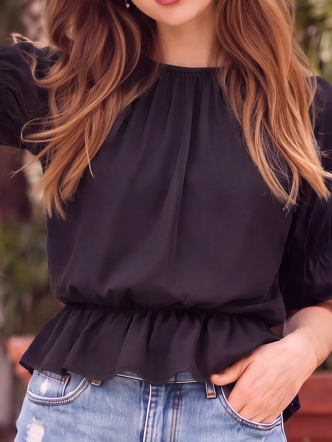 Crepe  Blouson Top