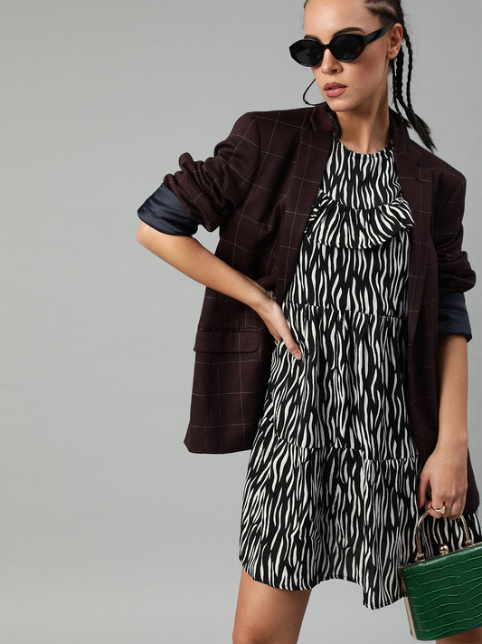 Zebra print flared swing dress