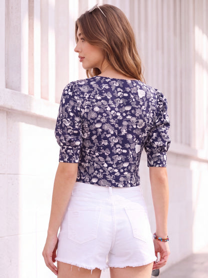 Rayon Floral Bohemian Crop Top