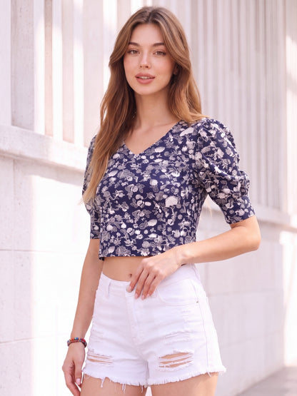 Rayon Floral Bohemian Crop Top