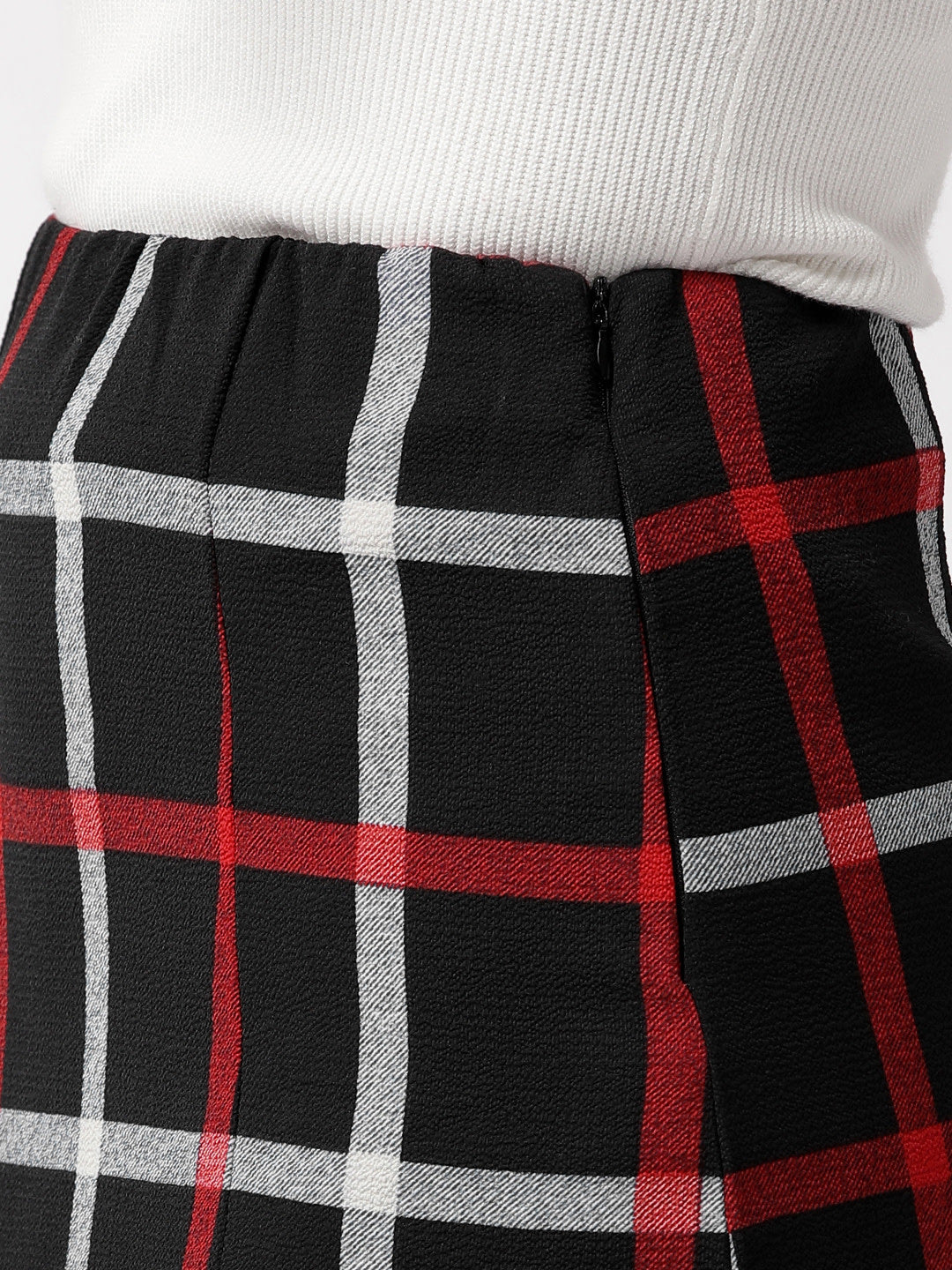 Plaid print bodycon skirt
