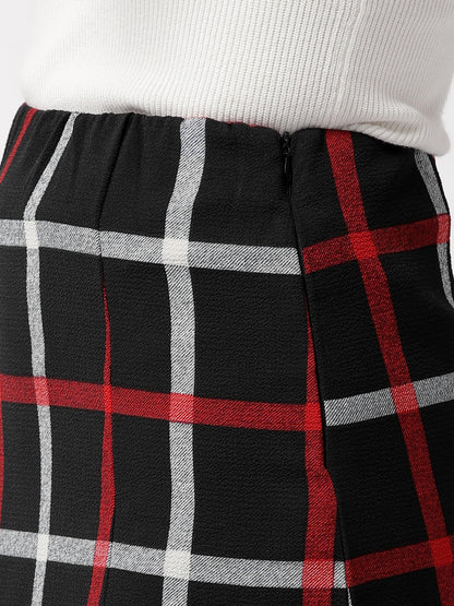 Plaid print bodycon skirt