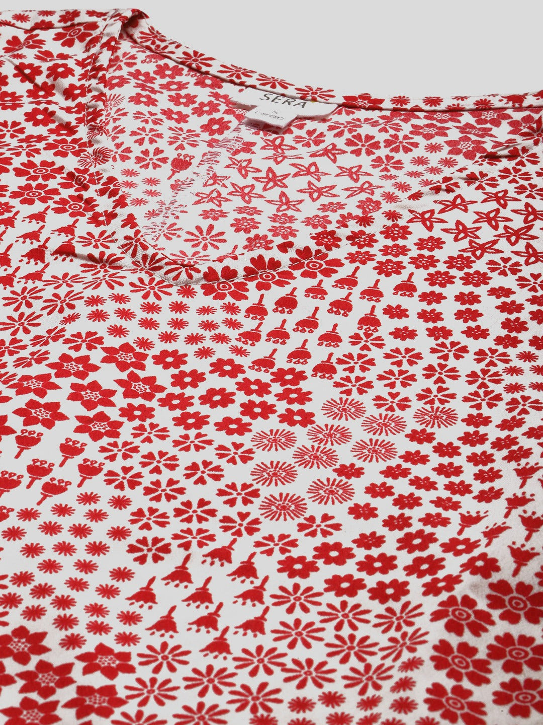 White & Red Printed A-Line Dress