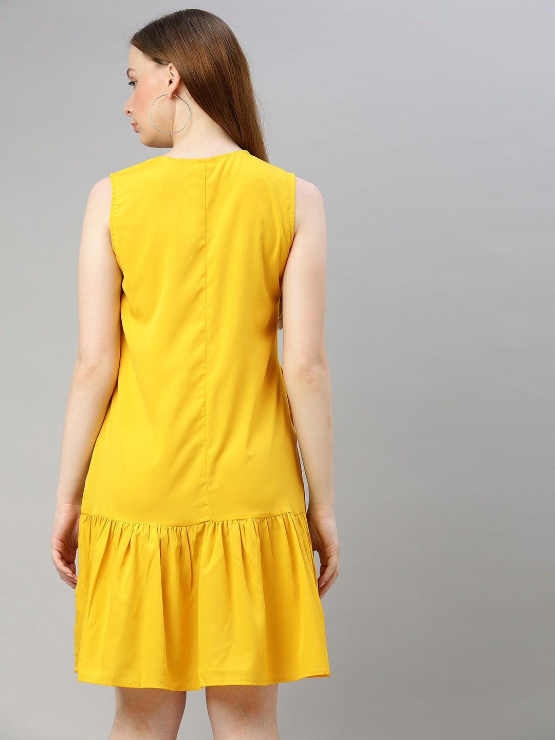 Yellow Solid A-Line Dress