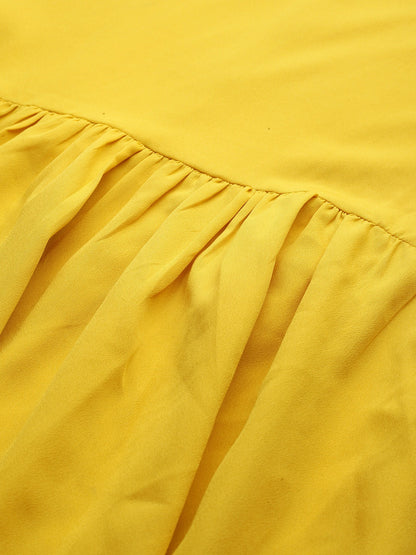Yellow Solid A-Line Dress