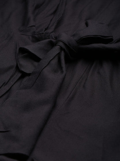 Black Solid Playsuit with Side Knot