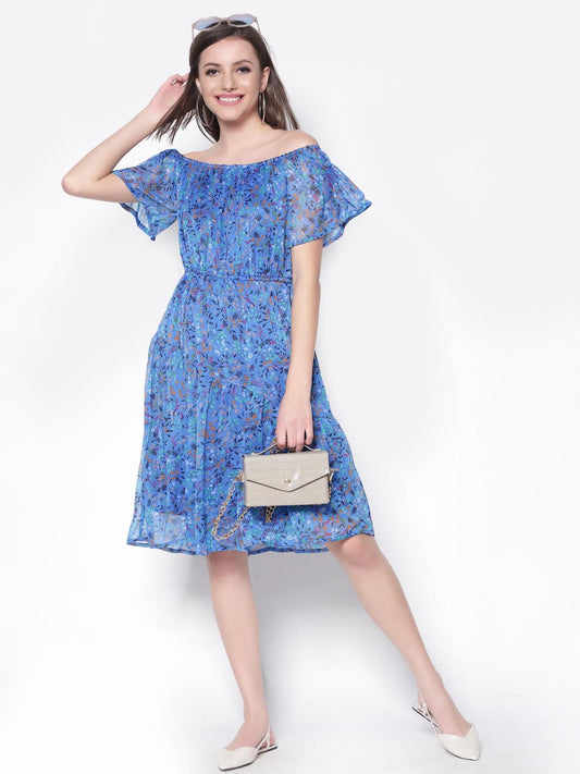 Off-Shoulder Fit And Flare Dress
